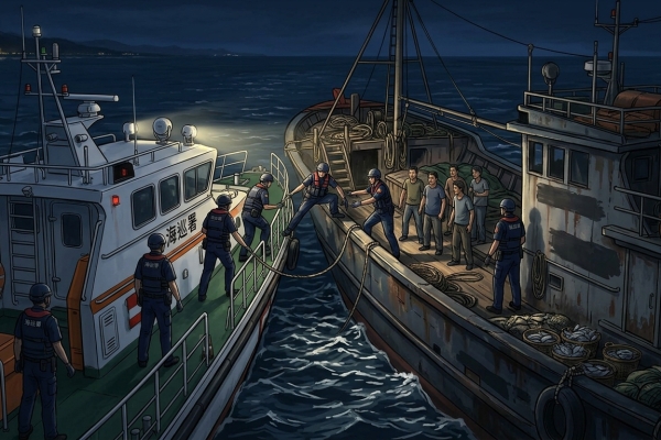 中國漁船越界捕魚台中海巡強靠登檢　人船押回台中港