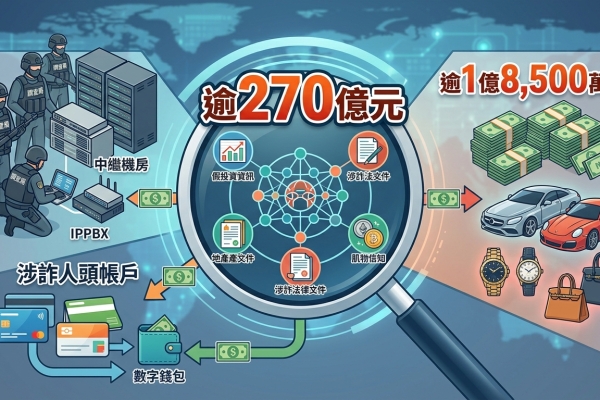 114年第4波打詐行動成果亮眼　調查局鎖定中繼機房與涉詐人頭帳戶　詐騙金流查獲逾270億元