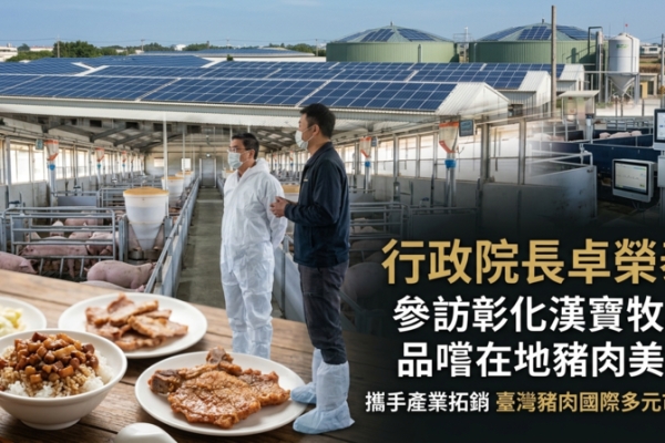 參訪彰化漢寶牧場品嚐在地豬肉美食　行政院長卓榮泰攜手產業拓銷臺灣豬肉國際多元市場