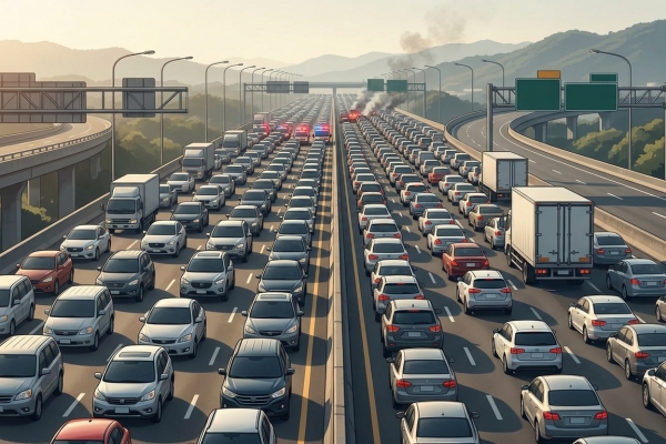 快訊／國道1號高科段5車連撞！主線車道封閉「回堵5公里」