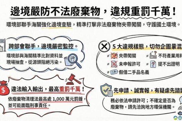 環境部攜手海關跨部會聯手　嚴防非法廢棄物輸出入並嚴守國境邊境  最高重罰千萬