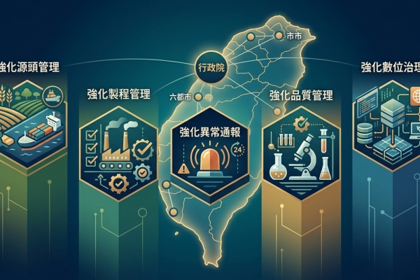 政院通過《食品安全衛生管理法》部分條文修正草案 強化源頭管理、製程管理、異常通報、品質管理及數位治理