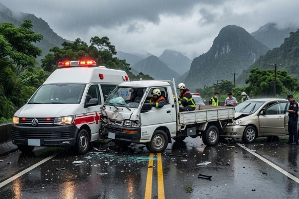 花蓮民間救護車撞兩車釀1死3傷！　疑因天雨路滑失控闖入對向車道釀慘劇 
