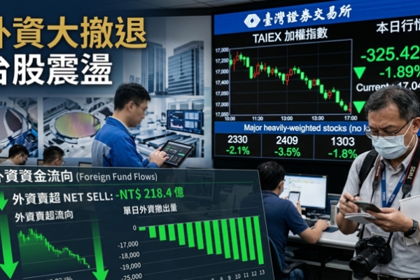 台股外資賣超3095億元　友達、南亞、台積電成提款重心　AI概念股也難逃賣壓