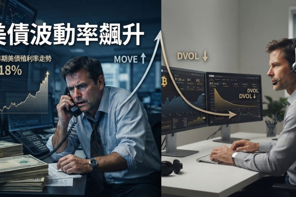 美債波動率MOVE兩日飆升33%！公債殖利率衝5.18% 比特幣DVOL反逼近低點