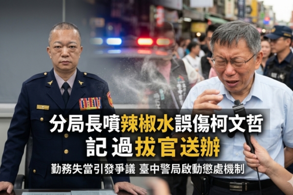 臺中市警局分局長噴辣椒水誤傷柯文哲多人　記過拔官依傷害罪送辦引發關注