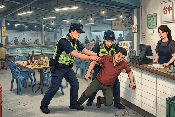 台中男醉鬧釣蝦場！吃完蝦稱「沒上菜」遭警壓制管束3小時