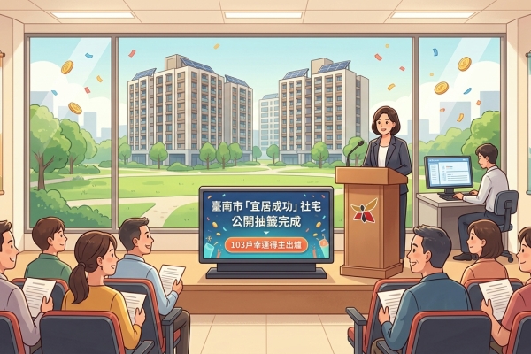 臺南市「宜居成功」社宅公開抽籤完成，103戶幸運得主出爐！9月起陸續入住