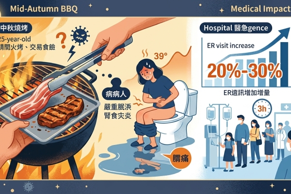 中秋烤肉未分生熟食 女子染腸胃炎狂瀉 醫曝急診就診增2成