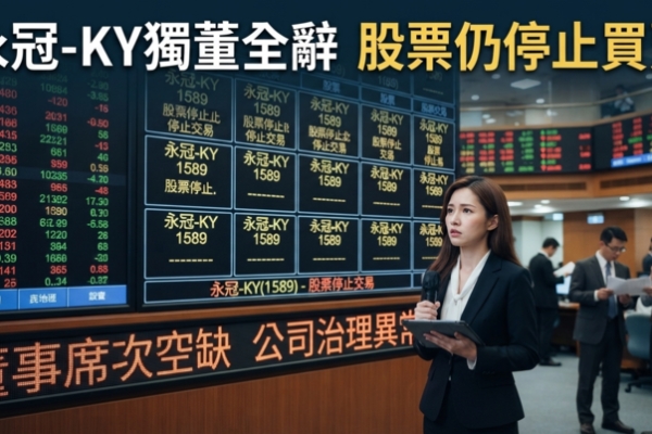 永冠-KY 3席獨董全辭引發上市規範危機　臺灣證交所13日起再列變更交易方法、股票仍停止買賣