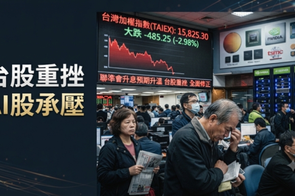 台股重挫逾1800點　聯準會升息預期升溫衝擊AI概念股　記憶體、矽晶圓、被動元件全面走弱