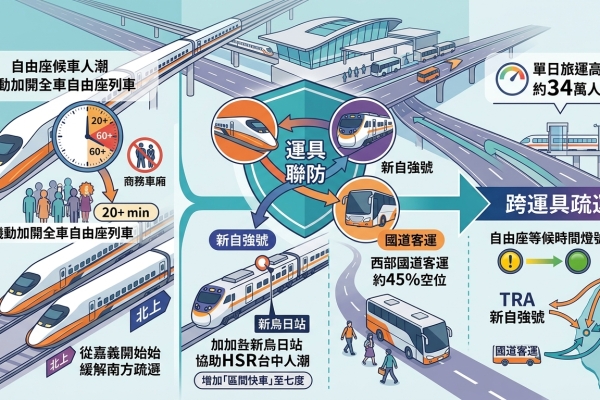 中秋收假高鐵北上湧人潮 交通部啟動「運具聯防」跨運具疏運