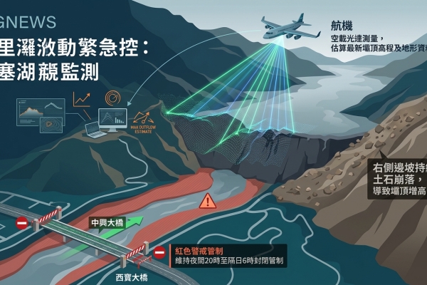 萬里溪堰塞湖壩體持續增高 林保署今派航機空載光達測量