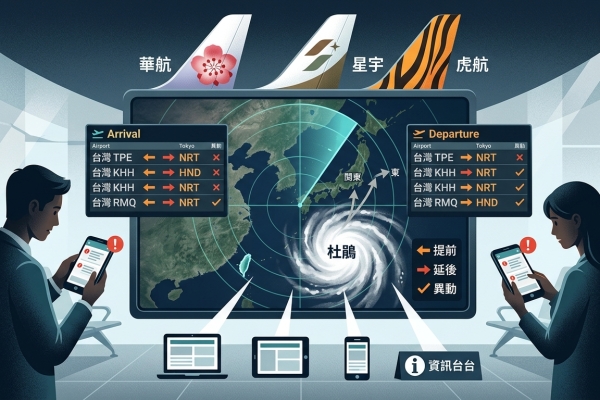 杜鵑颱風逼近日本！華航、星宇、虎航9/21東京航班異動　旅客出發前快查
