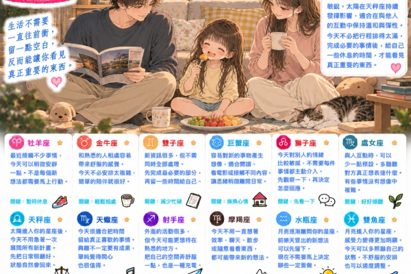 2026年9月24日 明日星座運勢  想休息的時候，就先把腳步放慢