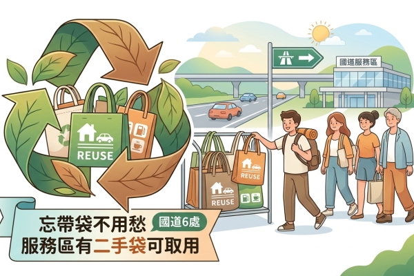 出遊忘帶袋不用愁　國道6處服務區也有二手袋可取用