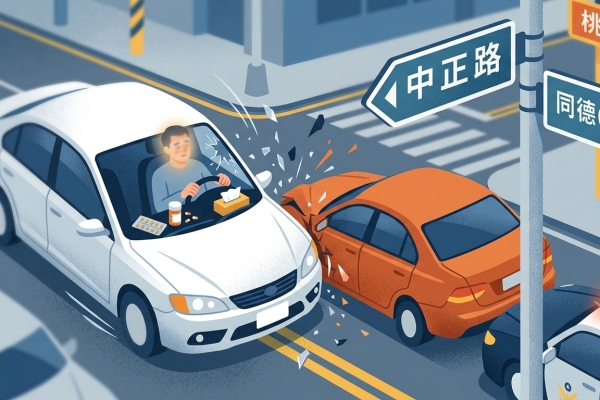 服用感冒藥致精神恍惚肇事！　桃園自小客車逆向撞兩車釀兩傷