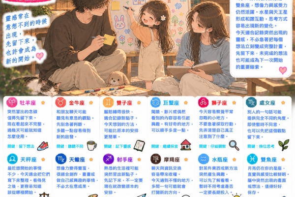 2026年9月25日星座運勢：月亮行經雙魚座，把握瞬間靈感隨手記錄