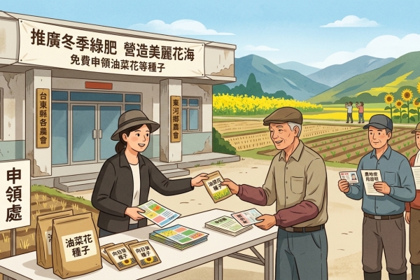 台東推廣冬季綠肥 各農會開放免費申領油菜花等種子
