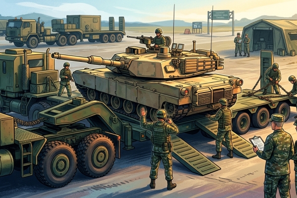 三支部運輸兵群演練M1A2T戰車載運　驗證後勤支援效能