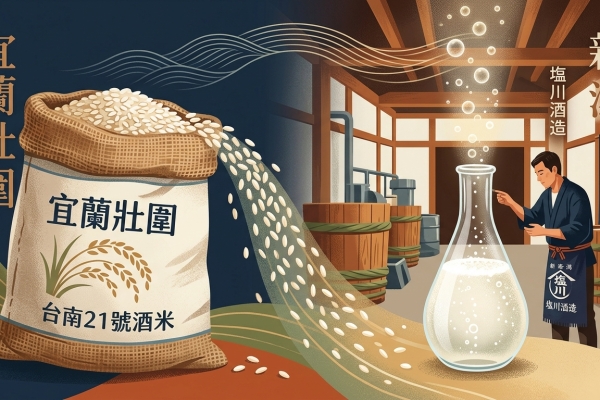 宜蘭酒米跨海運抵日本釀造　首批微氣泡清酒12月完成