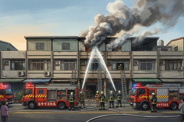 台中南區大慶街住宅竄濃煙！頂樓儲藏室起火延燒鄰宅　消防急撲滅