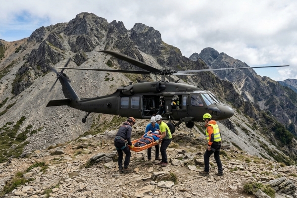 攀南湖東南峰遭落石擊中頭部！　空勤直升機救援