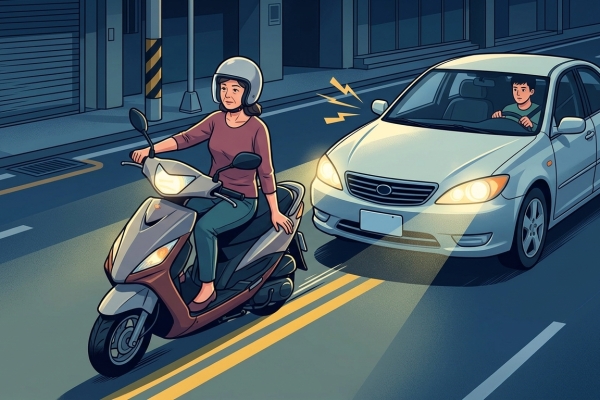 八德馬路三寶！騎車衝對向車道左手沒握把手　對向自小客車駕駛狂按喇叭仍撞車
