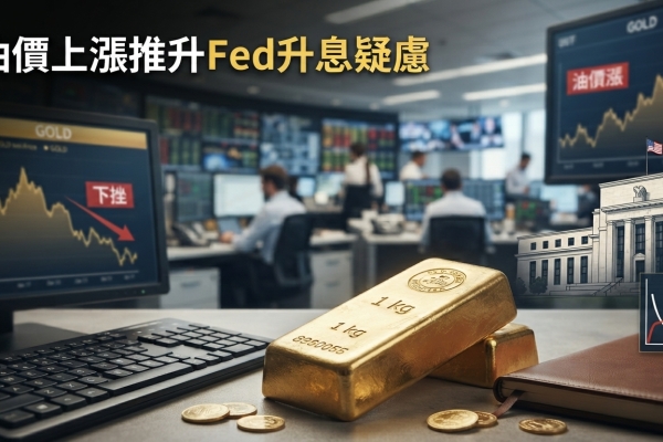 油價上漲推升通膨疑慮 Fed升息預期壓抑金價跌至一周低點