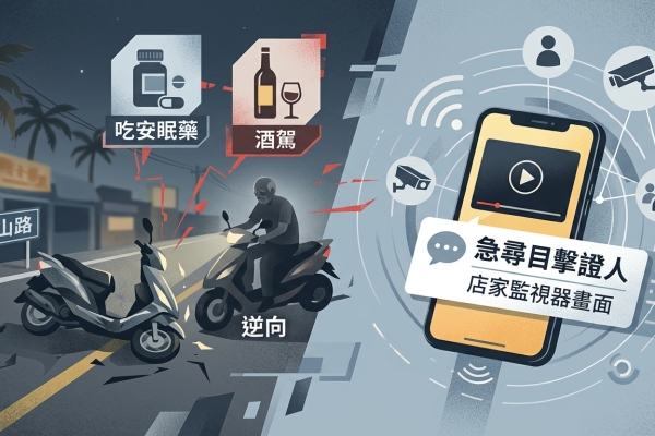 影／男友在小琉球遭逆向撞！女爆對方「吃安眠藥+酒駕」　PO影片急尋目擊證人