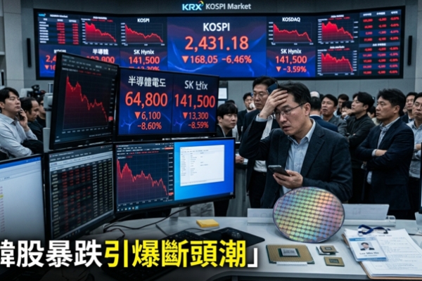 韓股暴跌引爆120萬帳戶追繳潮　台積電重挫7.29% 半導體股面臨槓桿風險考驗