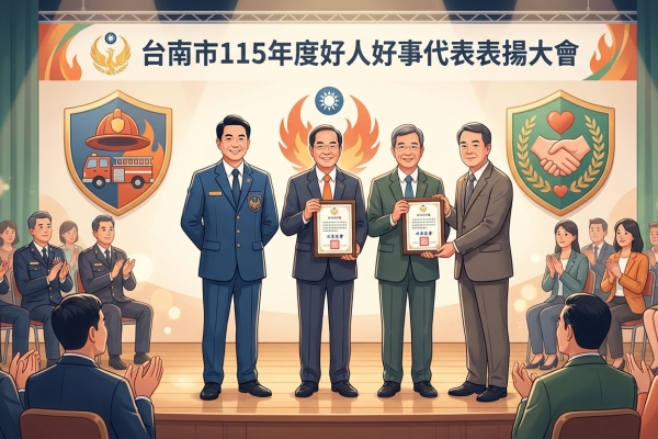 臺南115年度好人好事代表出爐 消防局蘇兆民及消友會鄭丞焜、薛文祥獲表揚