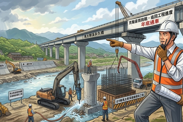 克服豪雨挑戰 追回工程進度 陳金德：馬太鞍永久橋續拚年底通車