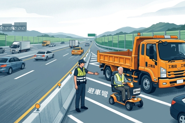 82歲翁騎電動代步車誤闖國道1號 驚險行駛1公里遭攔停