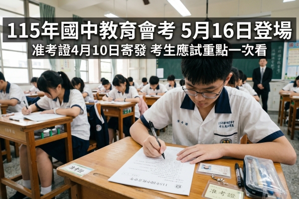 115國中會考5月16日登場　准考證4月10日寄發　考生必看重點