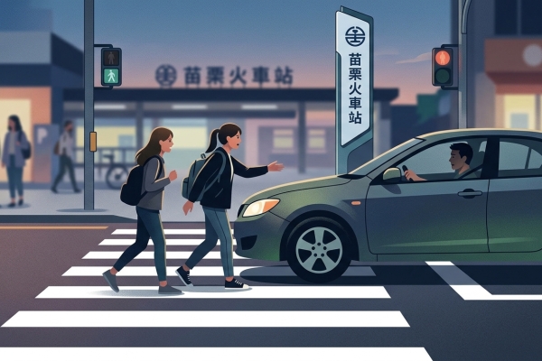 苗栗左轉車未禮讓斑馬線行人 駕駛與女學生當街互嗆遭檢舉