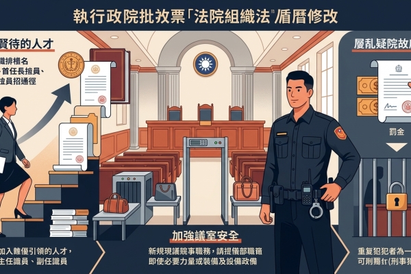 留用優秀人才、強化法庭維安　政院通過《法院組織法》部分條文修正草案