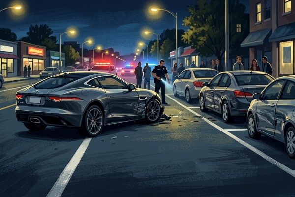 北宜公路Jaguar跑車肇事！切換車道打撞路邊4車　駕駛荷包恐大失血
