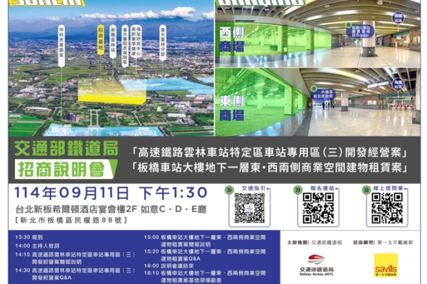 高鐵雲林車站專用區招商說明會登場！鐵道局攜手板橋車站釋出投資機會吸引企業進駐